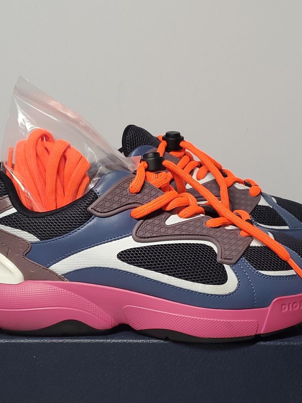 Authentic Dior Multicolor Runner Sneakers Pink Sole & Orange Laces Size 39 - Picture 4 of 12